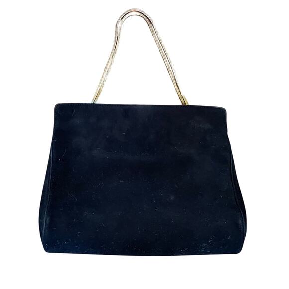 VTG Koret Black Kid Suede Evening Clutch/Purse with Mini Coin Purse, Gold Chain - Picture 1 of 11